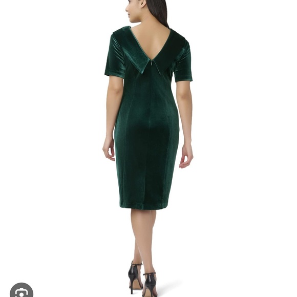 Adrianna Papell Short Sleeve Roll Neck Velvet Sheath Dress - Picture 3 of 12